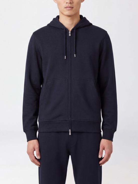 26SS 브루넬로 쿠치넬리 캐시미어&실크 지퍼업 후드 스웨트셔츠 MM8359069G C8298 Blue