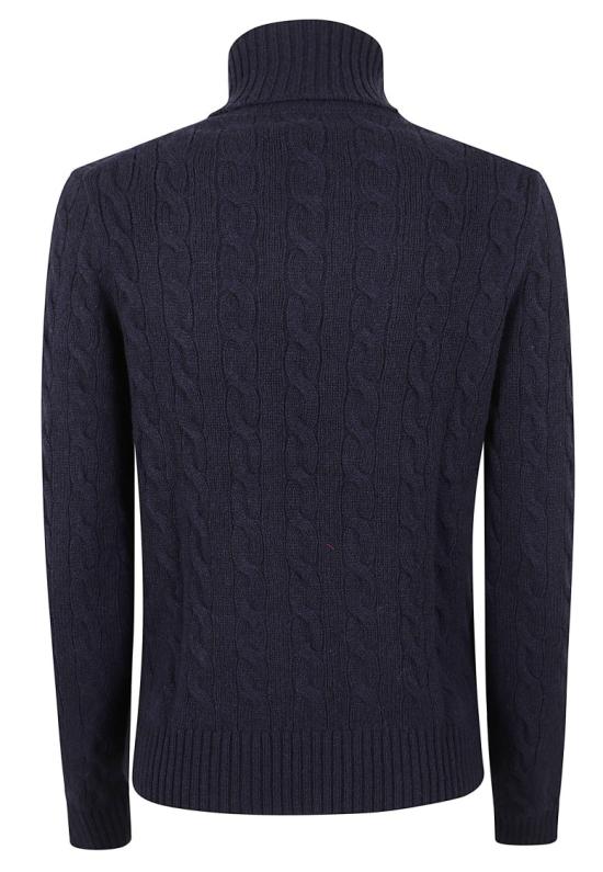 26FW 폴로 랄프로렌 울 캐시미어 케이블 니트 터틀넥 211888686 007 Blue - POLO RALPH LAUREN