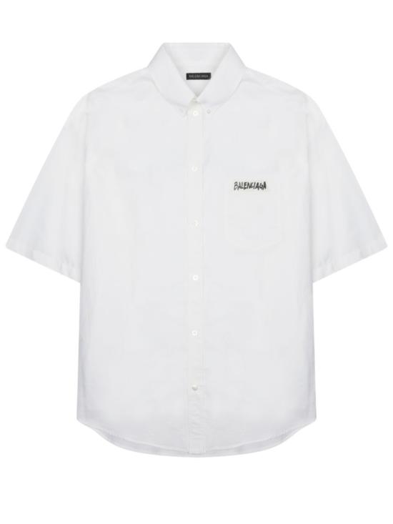  발렌시아가 마스킹 테이프 라지 핏 롱 슬리브 셔츠 857810 TRM289000 White