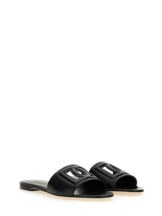  돌체앤가바나 DG 로고 카프스킨 슬리퍼 CQ0436 AY32980999 Black - DOLCE & GABBANA