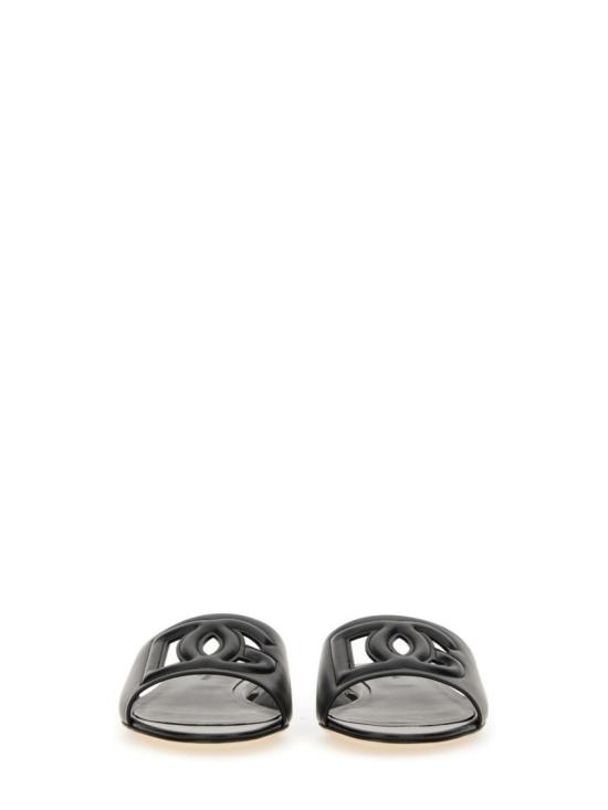  돌체앤가바나 DG 로고 카프스킨 슬리퍼 CQ0436 AY32980999 Black - DOLCE & GABBANA