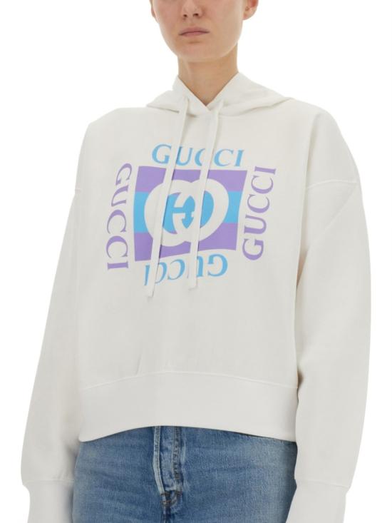 구찌 프린티드 코튼 후드 티셔츠 837935 XJHGJ9081 White - GUCCI