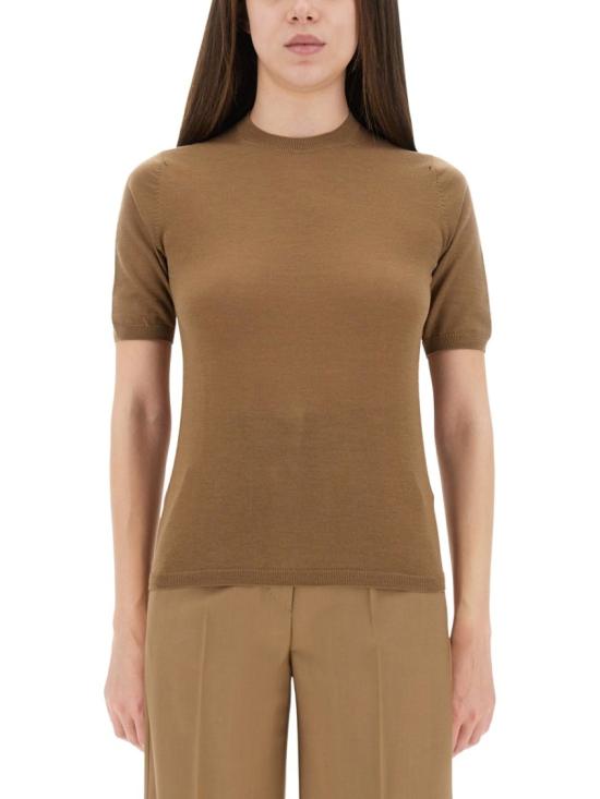 25FW 막스마라 GERICO 버진울 반소매 니트 탑 2521366161600 022004 Brown