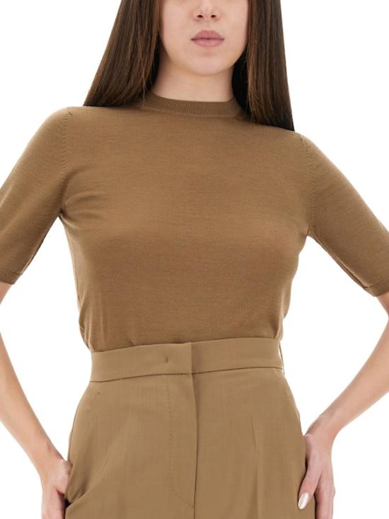 25FW 막스마라 GERICO 버진울 반소매 니트 탑 2521366161600 022004 Brown - MAX MARA