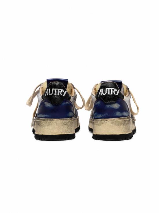 26FW 오트리 슈퍼 빈티지 메달리스트 로우 레더 스니커즈 AVLMKH 03 MESH LEA WHT TANZANITE - AUTRY