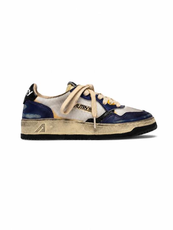 26FW 오트리 슈퍼 빈티지 메달리스트 로우 레더 스니커즈 AVLMKH 03 MESH LEA WHT TANZANITE