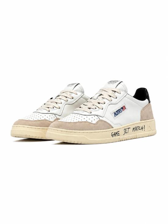 26FW 오트리 메달리스트 로우 레더 스니커즈 AULWMA 04 MATCH SUEDE WHT BLACK - AUTRY