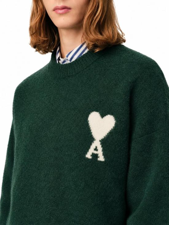 26FW 아미 ADC 크루넥 스웨터 UKS836KN0135 A279 VERT BOUTEILLE ECRU - AMI