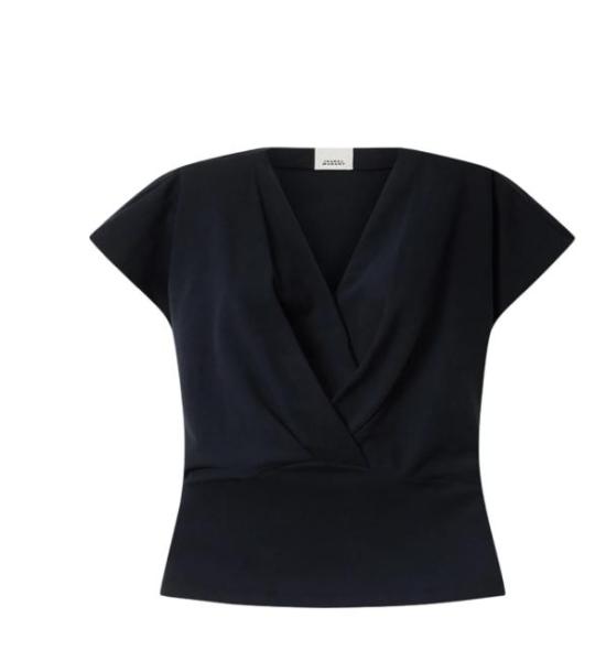 26FW 이자벨마랑 나드린 드레이프 코튼 저지 티셔츠 TS0341FAA1N41I 01BK BLACK
