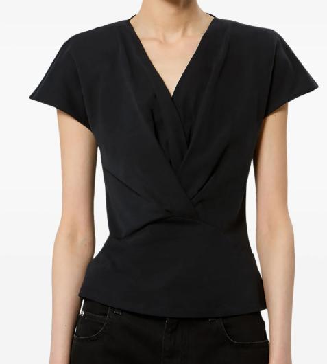 26FW 이자벨마랑 나드린 드레이프 코튼 저지 티셔츠 TS0341FAA1N41I 01BK BLACK - ISABEL MARANT