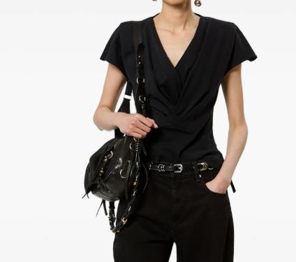 26FW 이자벨마랑 나드린 드레이프 코튼 저지 티셔츠 TS0341FAA1N41I 01BK BLACK - ISABEL MARANT