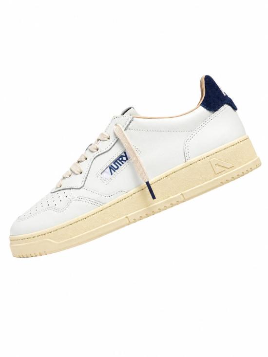 26FW 오트리 메달리스트 로우 레더 스니커즈 AULWBJ 03 LEA SUELOGO WHT BLUEDEP - AUTRY
