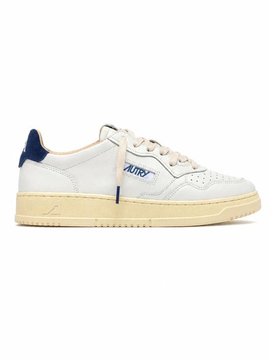 26FW 오트리 메달리스트 로우 레더 스니커즈 AULWBJ 03 LEA SUELOGO WHT BLUEDEP