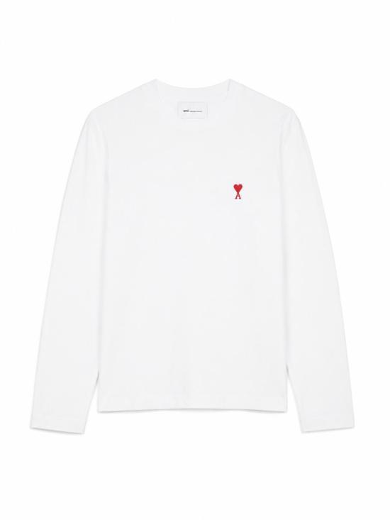 26FW 아미 스몰 하트 로고 롱슬리브 티셔츠 BFUTS235724 100 BLANC