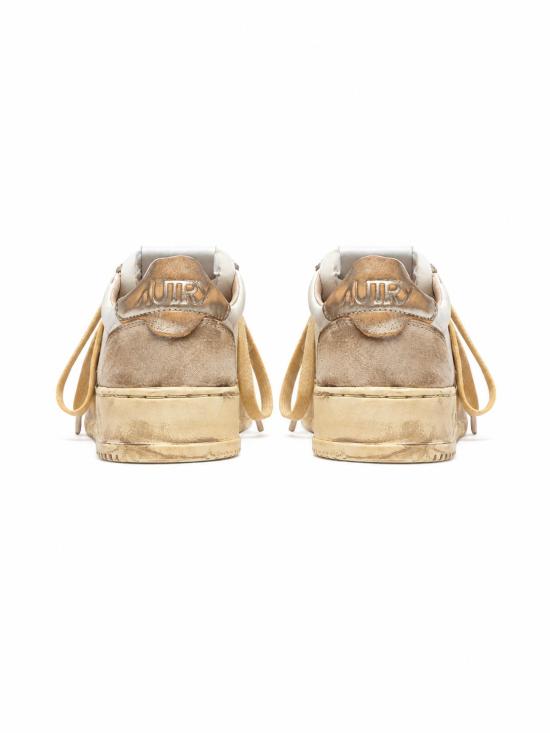 26FW 오트리 슈퍼 빈티지 메달리스트 로우 레더 스니커즈 AVLWLS 75 LEAT SUEDE WHT GOLD - AUTRY