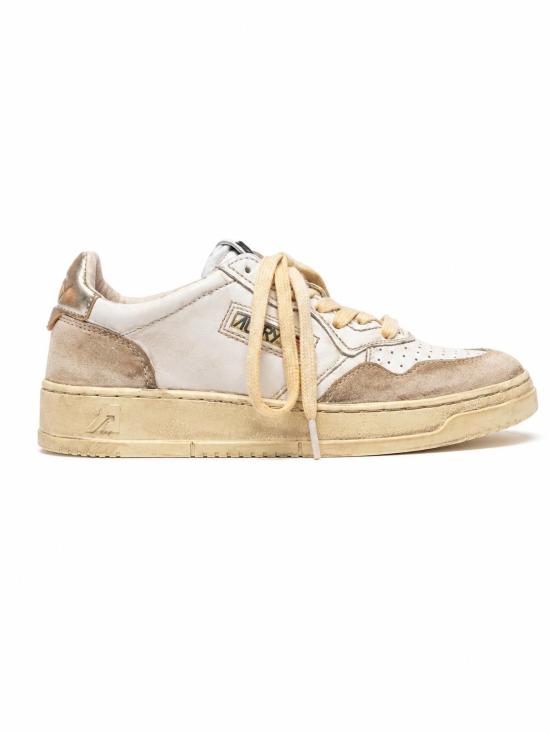 26FW 오트리 슈퍼 빈티지 메달리스트 로우 레더 스니커즈 AVLWLS 75 LEAT SUEDE WHT GOLD - AUTRY