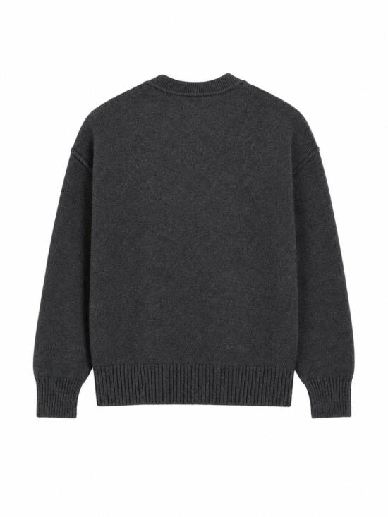 26FW 아미 하트 로고 인타르시아 V넥 가디건 UKC367018 084 GRIS CHINE ROUGE - AMI