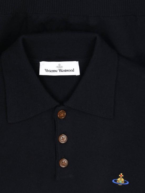 26FW 비비안웨스트우드 마크 롱 슬리브 폴로 니트 셔츠 2701003N Y005EN401 Black - VIVIENNE WESTWOOD