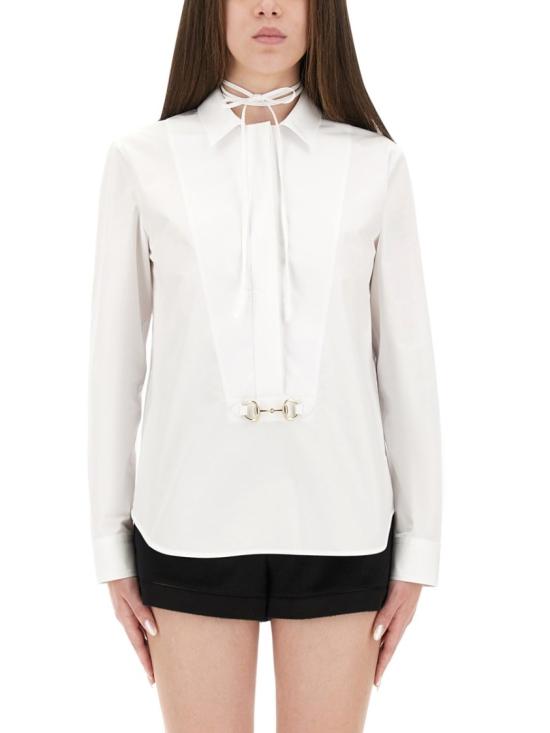 구찌 스빗 타이 넥 셔츠 831912 Z8B2P9000 White