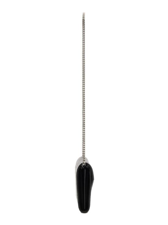  생로랑 그랑 드 뿌드르 엠보스드 레더 카산드라 마틀라세 체인 지갑 377828 BOW021000 Black - SAINT LAURENT
