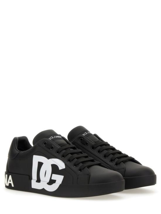  돌체앤가바나 DG 로고 카프스킨 나파 포르토피노 스니커즈 CS1772 AC3308B956 Black - DOLCE & GABBANA