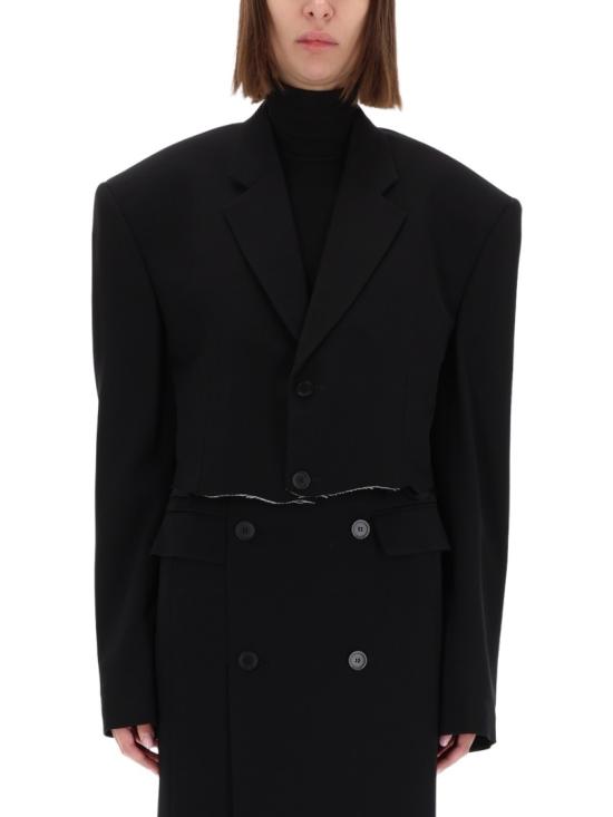 25FW 발렌시아가 컷 오프 싱글 브레스티드 자켓 839295 TRT011000 Black