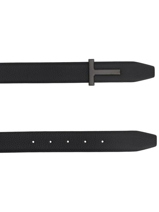  톰포드 레더 팔라듐 T버클 벨트 TB224 LCL236LNAA Black - TOMFORD