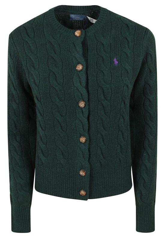 26FW 폴로 랄프로렌 로고 자수 크루넥 가디건 211972104 503 Green