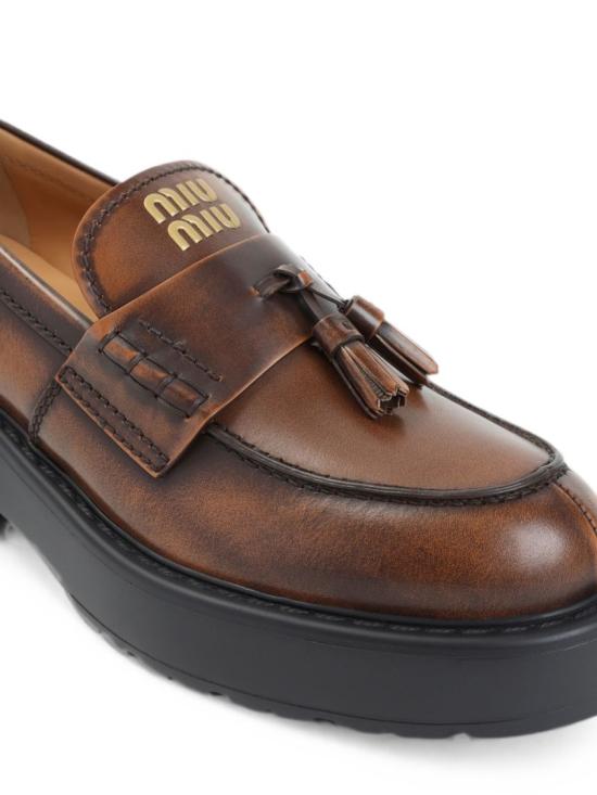 26FW 미우미우 플랫 슈즈 5D743E3KY8F 055F0038 Brown - MIU MIU
