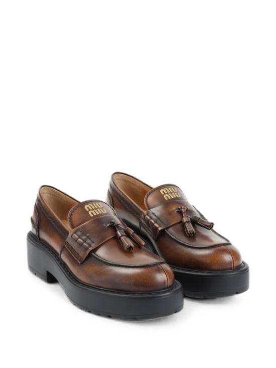 26FW 미우미우 플랫 슈즈 5D743E3KY8F 055F0038 Brown - MIU MIU