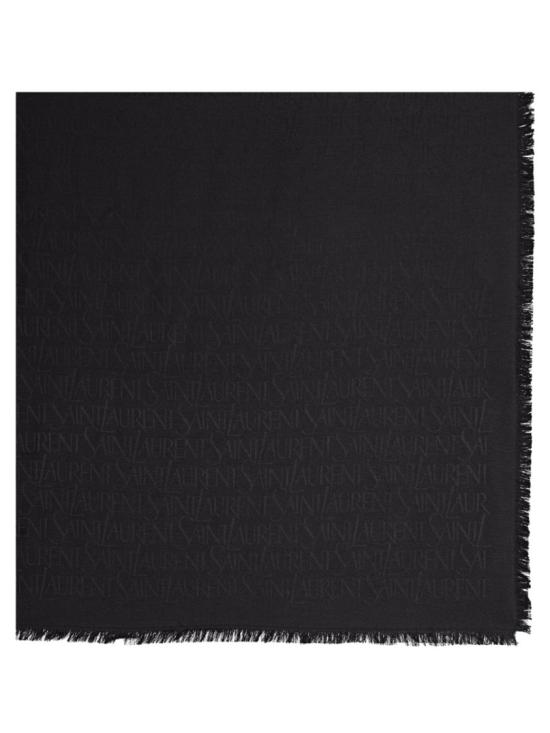  생로랑 라지 스퀘어 실크 울 자카드 스카프 737930 3YN211000 Black - SAINT LAURENT