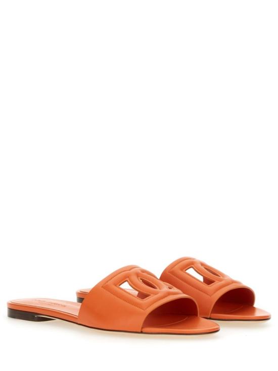  돌체앤가바나 DG 로고 카프스킨 슬리퍼 CQ0436 AY32980244 Orange - DOLCE & GABBANA