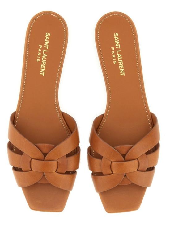  생로랑 스무스 레더 트리뷰트 플랫 뮬 571952 BDA002206 Orange - SAINT LAURENT