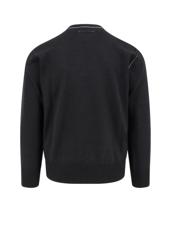 26FW MM6 메종마르지엘라 콘트라스트 스티치 뉴메릭 울 점퍼 SH0HL0017 M13037 900 BLACK DOM - MM6 MAISON MARGIELA
