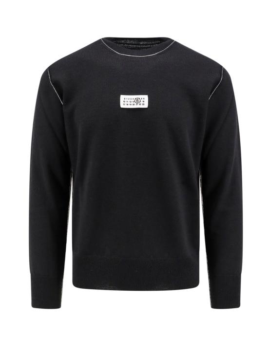 26FW MM6 메종마르지엘라 콘트라스트 스티치 뉴메릭 울 점퍼 SH0HL0017 M13037 900 BLACK DOM