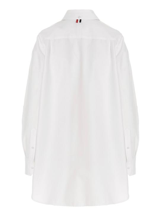 26FW 톰브라운 블라우스/셔츠 로고 푸시 보우 블라우스 셔츠 및 블라우스 화이트 - THOM BROWNE