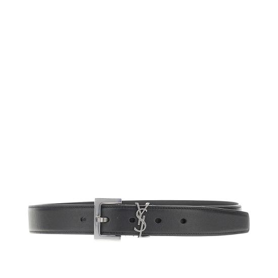 26FW 생로랑 카산드라 벨트 스퀘어 버클 스무스 레더 634437BOO0E Black
