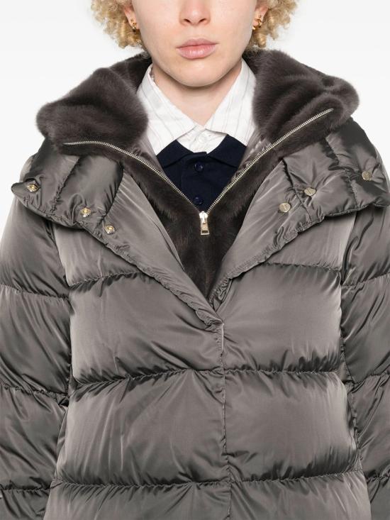 26FW 에르노 새틴 & 뉴 레이디 퍼 A셰이프 다운 자킷 PI001934D 12170Z 9480 GRIGIO ANTRACITE - HERNO