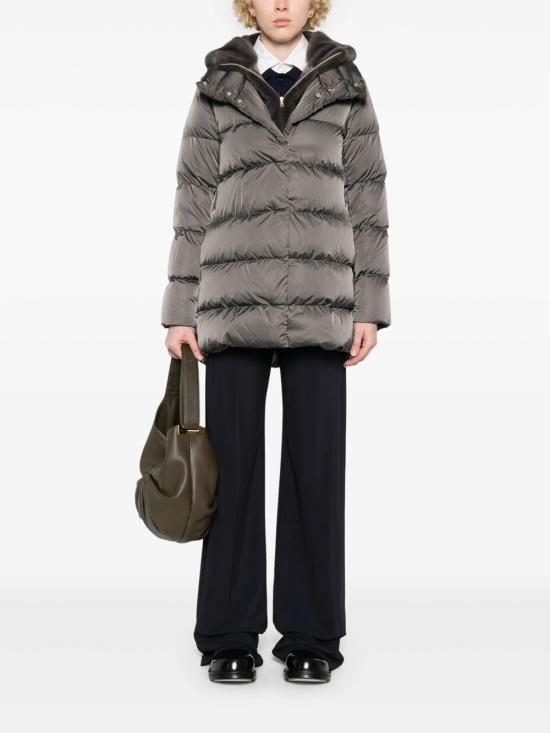 26FW 에르노 새틴 & 뉴 레이디 퍼 A셰이프 다운 자킷 PI001934D 12170Z 9480 GRIGIO ANTRACITE - HERNO