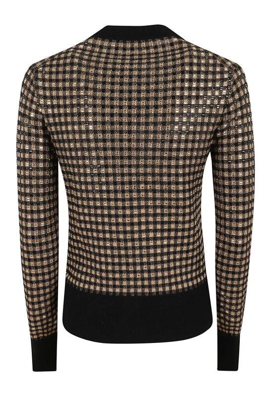 26FW 에르마노 설비노 가디건 D495N319 CTUIE B4909 NERO BEIGE QUADRI - ERMANNO SCERVINO