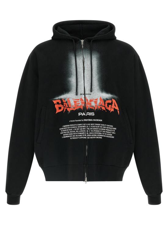 26FW 발렌시아가 더 도어 오버사이즈 집업 후디 850338TUVQ91000 Black