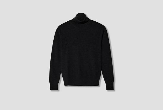 26FW 르메르 니트웨어 터틀넥 스웨터 - 고급 메리노 울 PO0048 LK1072 블랙