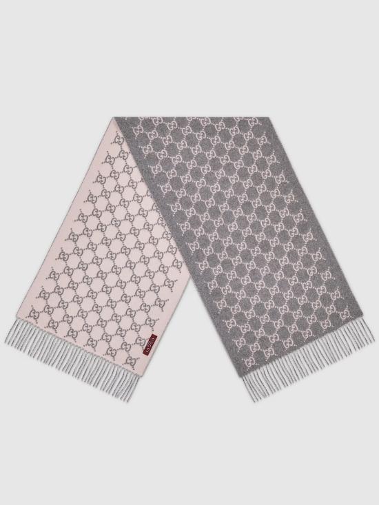 26FW 구찌 GG 캐시미어 스카프 812317 3GAC0 1672 GREY PINK DOM - GUCCI