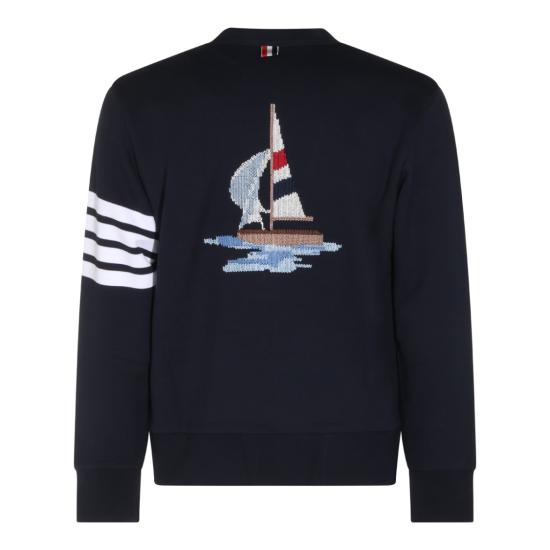 26FW 톰브라운 니트웨어 MJT582E00535415 Blue - THOM BROWNE