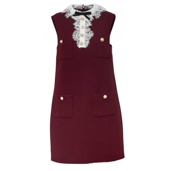 26FW 셀프 포트레이트 원피스 PF26001SB Burgundy