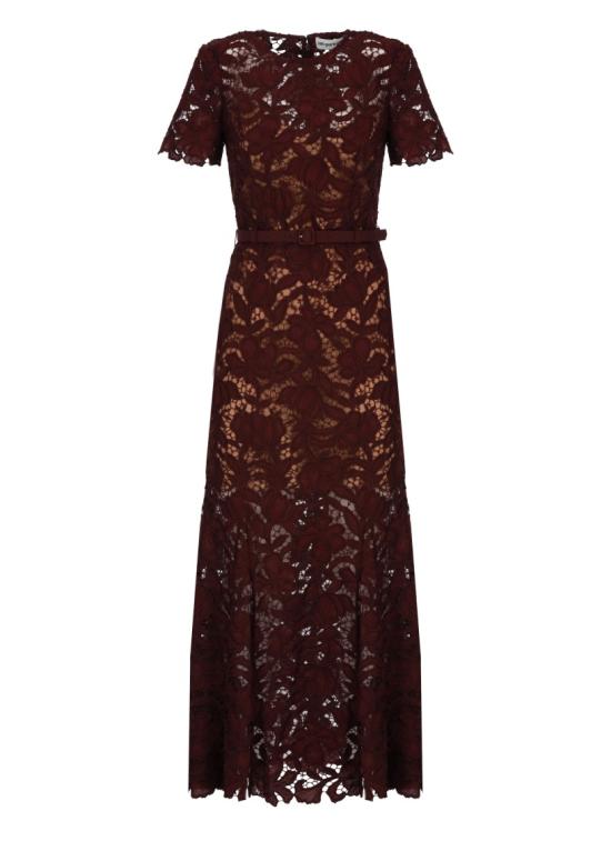 26FW 셀프 포트레이트 원피스 PF26107MBUBURGUNDY LACE MIDIBURGUNDY