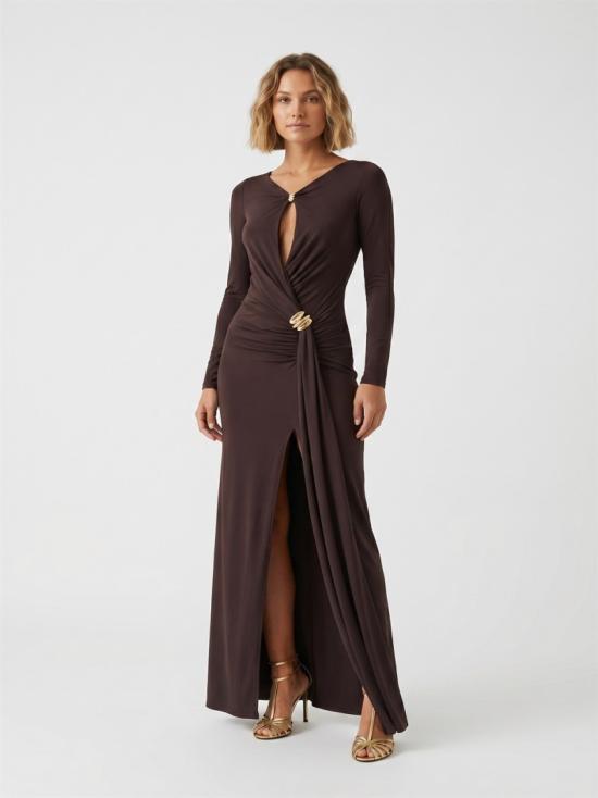 26SS 엘리자베타프랜치 롱 원피스 ABR1461E2 098 Brown - ELISABETTA FRANCHI