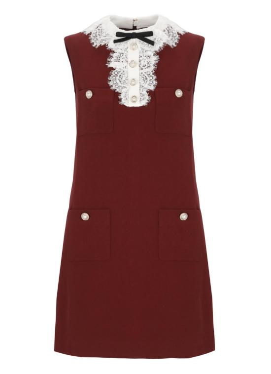 26FW 셀프 포트레이트 원피스 PF26001SBBUBURGUNDY CREPE LACEBURGUNDY