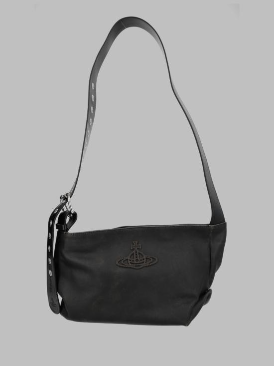 26FW 비비안웨스트우드 미디엄 라인백 그레인 레더 숄더백 4803001CW L00EQ P410 BLACK DOM