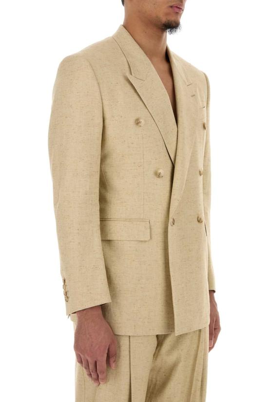 26SS 돌체앤가바나 더블 브레스티드 트위드 이펙트 실크&헴프 자켓 G2WJ2TFUTDB S8230 BEIGE - DOLCE & GABBANA